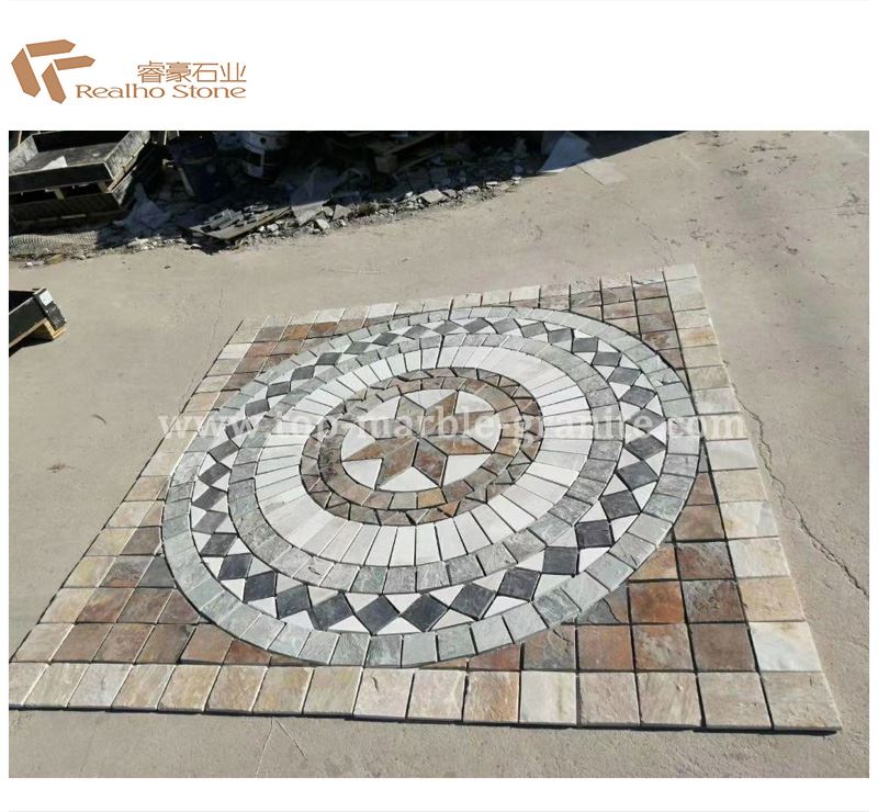 slate mosaic floor medallion
