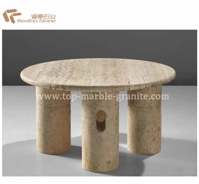 Aangepaste ronde beige travertijn salontafel