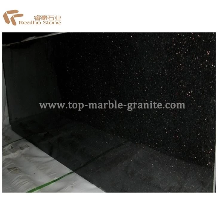 Polished Black Galaxy Granite Slab